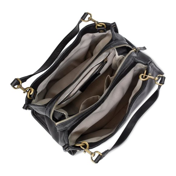 NWT ⭐️American Leather Co.⭐️ Lenox Triple Entry Shopper Bag - Black - Picture 2 of 16